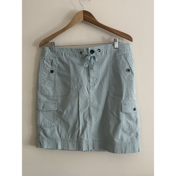 LL BEAN Women's Blue Cargo Khaki Skirt Size 12 Outdoor Hiking Camping - Picture 1 of 12